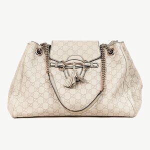 Gucci Medium Emily Off-White Guccissima Leather Shoulder Bag